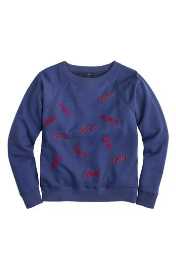 Women's J.crew Oui Non Embellished Sweatshirt, Size - Blue