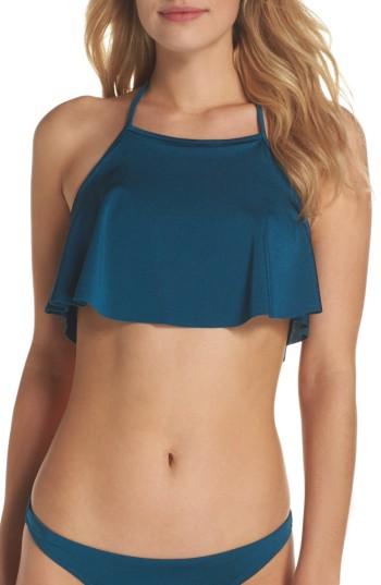 Women's Milly Halter Ruffle Bikini Top, Size - Blue/green