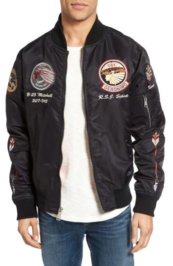 Men's Schott Nyc B-52 Bomber Jacket, Size - Black