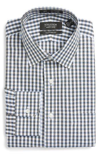 Men's Nordstrom Men's Shop Smartcare(tm) Traditional Fit Check Dress Shirt 36 - Blue