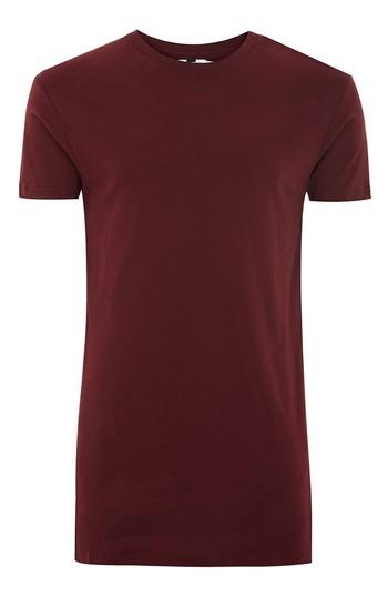Men's Topman Muscle Fit Longline T-shirt - Burgundy