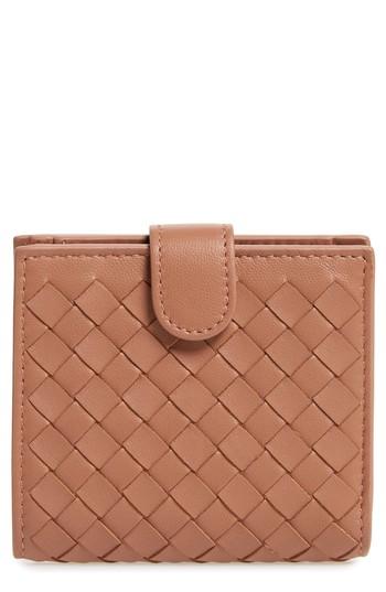 Women's Bottega Veneta Intrecciato Leather French Wallet - Black