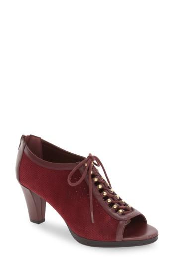 Women's Bella Vita 'lilo' Lace-up Peep Toe Bootie .5 N - Red