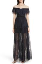 Women's Self-portrait Fine Lace Off The Shoulder Maxi Dress