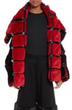 Women's Noir Kei Ninomiya Faux Fur Coat With Chain Mail Detail - Black