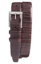 Men's Torino Belts Ribbed Kipskin Leather Belt - Brown