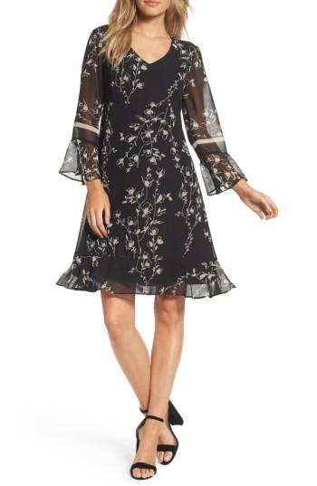 Women's Taylor Dresses Floral Chiffon Shift Dress - Black