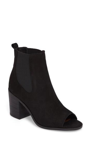 Women's Lucky Brand Kassidy Open Toe Chelsea Bootie .5 M - Black