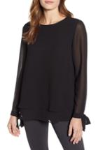 Women's Anne Klein Double Layer Top, Size - Black