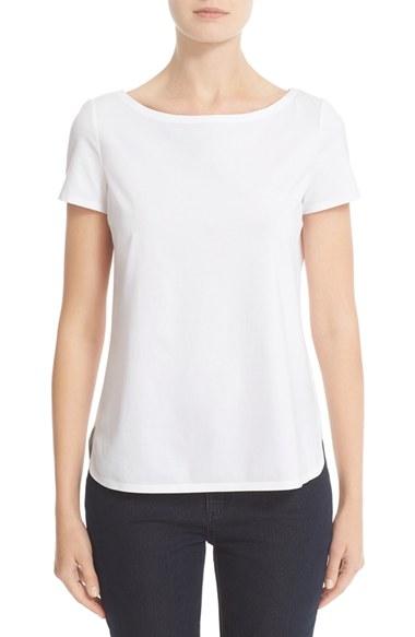 Women's Lafayette 148 New York Short Sleeve Jersey Tee, Size - White