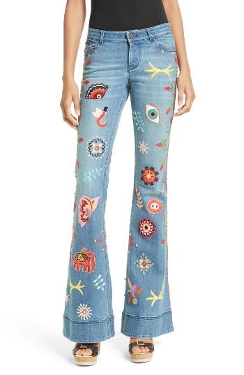 Women's Alice + Olivia New Ryley Embroidered Flare Leg Jeans