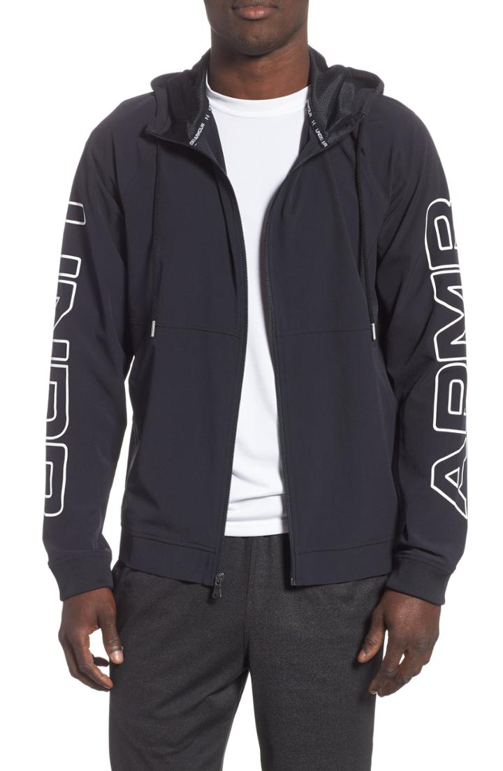 Men's Under Armour Baseline Hooded Jacket, Size - Black