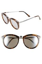 Women's Le Specs 'no Smirking' 50mm Round Sunglasses - Tortoise/ Silver Mirror