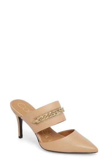 Women's Calvin Klein Ginette Embellished Pointy Toe Mule M - Beige