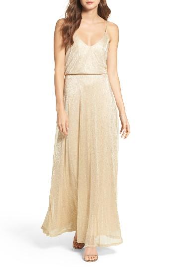 Women's Lulus Blouson Shimmer Gown - Metallic