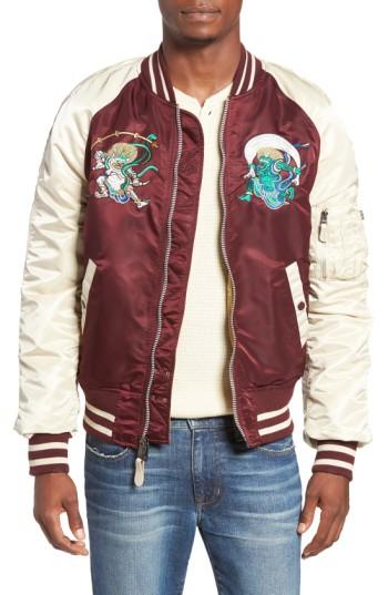 Men's Alpha Industries Reversible Souvenir Jacket - Burgundy