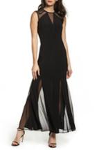 Women's Morgan & Co. Mesh Inset Open Back Gown /16 - Black