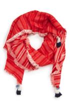 Women's Madewell Reversible Stripe Scarf, Size - Red