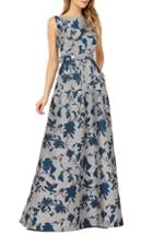 Women's Kay Unger Bateau Neck Sleeveless Ballgown - Metallic