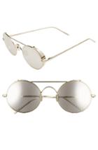 Women's Linda Farrow 51mm Oval Sunglasses - White Gold/ Platinum