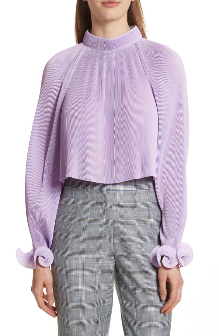 Women's Tibi Pleated Crop Top - Purple