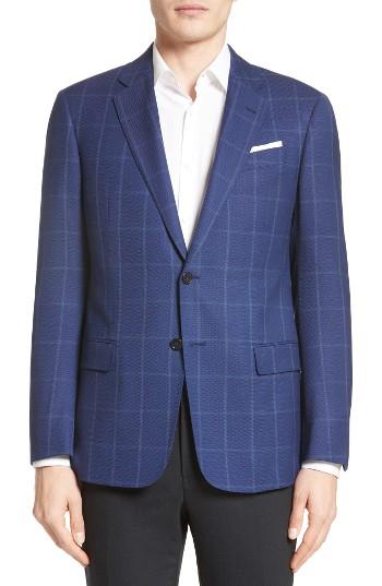 Men's Armani Collezioni G-line Trim Fit Windowpane Wool Sport Coat