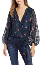Women's Astr The Label Jill Tie Front Bodysuit - Blue