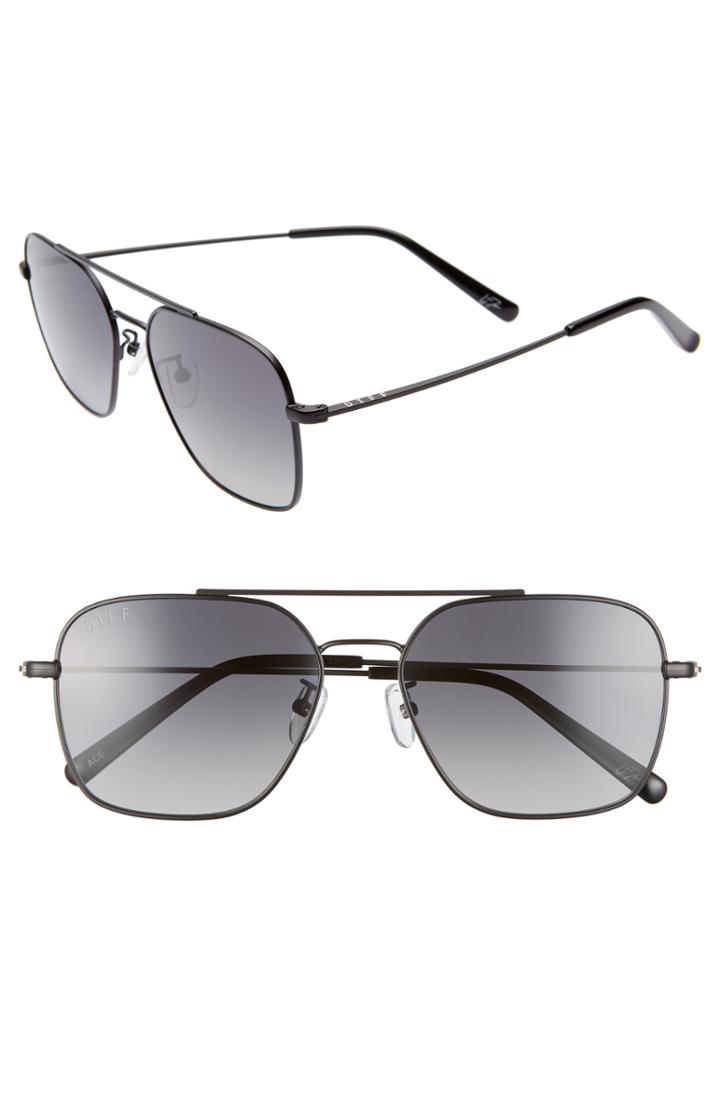 Women's Diff Ace 56mm Aviator Sunglasses - Black/ Dark Smoke