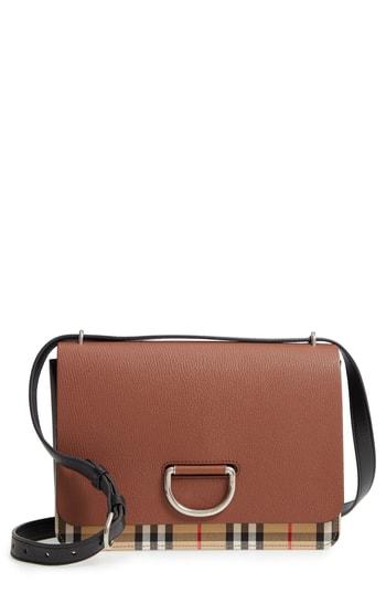 Burberry Medium D-ring Vintage Check & Leather Crossbody Bag - Brown