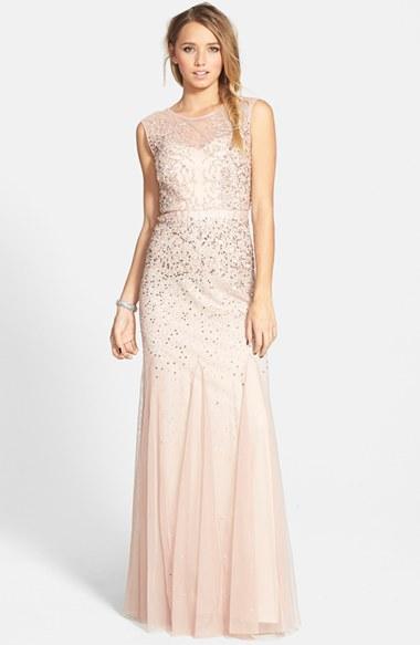 Women's Adrianna Papell Beaded Chiffon Gown - Pink
