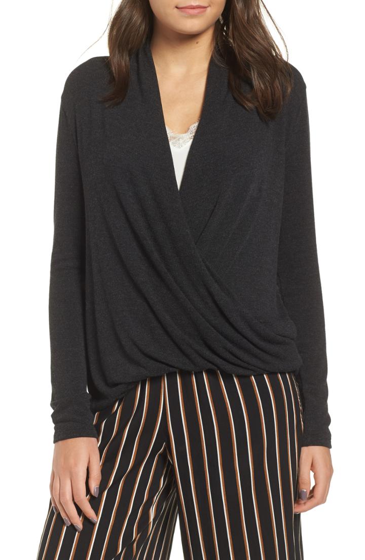 Women's All In Favor Knit Surplice Top, Size - Black