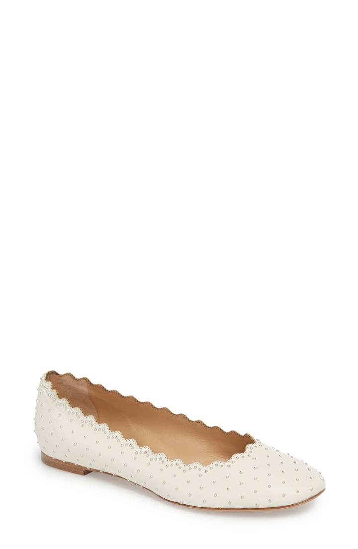 Women's Chloe Lauren Studded Ballet Flat Us / 35eu - White