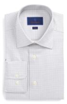 Men's David Donahue Trim Fit Houndstooth Dress Shirt .5 32/33 - Grey