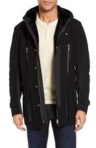 Men's Black Rivet Mixed Media Jacket - Black