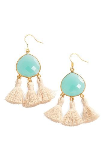 Women's Love's Affect Lacey Semiprecious Stone Tassel Earrings