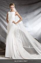Women's Pronovias Oliana Embroidered Crepe Mermaid Gown, Size In Store Only - Ivory