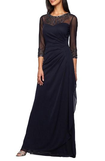 Women's Alex Evenings Embellished A-line Gown - Blue