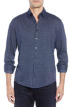 Men's Stone Rose Trim Fit Jacquard Knit Sport Shirt - Blue