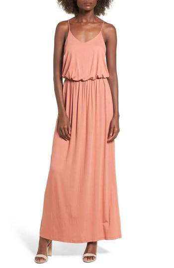 Women's Knit Maxi Dress - Coral