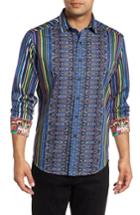 Men's Robert Graham Steele Classic Fit Print Sport Shirt - Blue