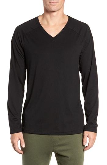 Men's Alo Triumph Long Raglan Sleeve V-neck T-shirt - Black