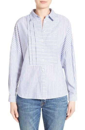 Women's Burberry Posy Stripe Bib Boyfriend Shirt