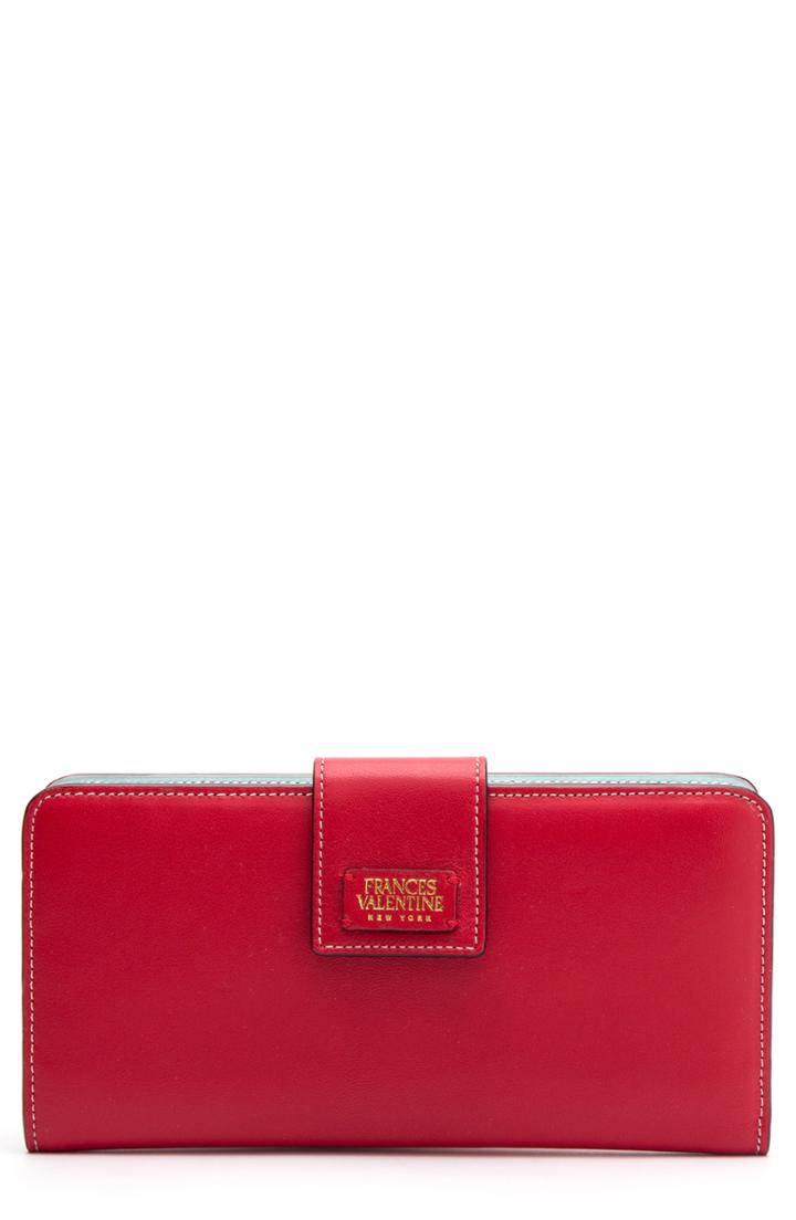 Women's Frances Valentine Jefferson Slim Calfskin Leather Wallet - Red