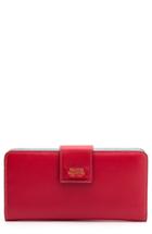 Women's Frances Valentine Jefferson Slim Calfskin Leather Wallet - Red