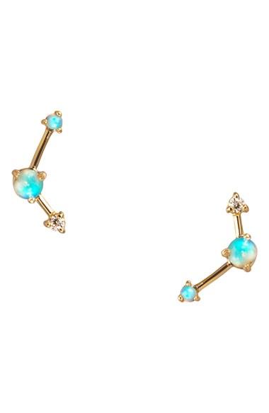 Women's Wwake Counting Collection Three-step Opal & Diamond Point Earrings