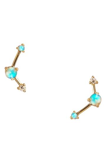 Women's Wwake Counting Collection Three-step Opal & Diamond Point Earrings