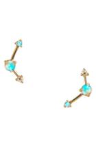 Women's Wwake Counting Collection Three-step Opal & Diamond Point Earrings