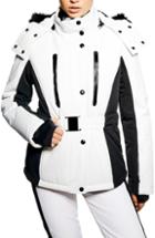 Women's Topshop Geri Snowsports Jacket With Faux Fur Trim Us (fits Like 0) - Black