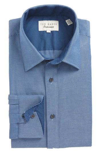 Men's Ted Baker London Endurance Trim Fit Dobby Dress Shirt 32/33 - Grey