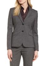 Women's Boss Julea Plaid Stretch Wool Blazer - Grey